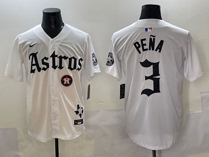 Men 2025 Houston Astros 3 Pena White Five generations Joint Name Nike MLB Jersey style 43